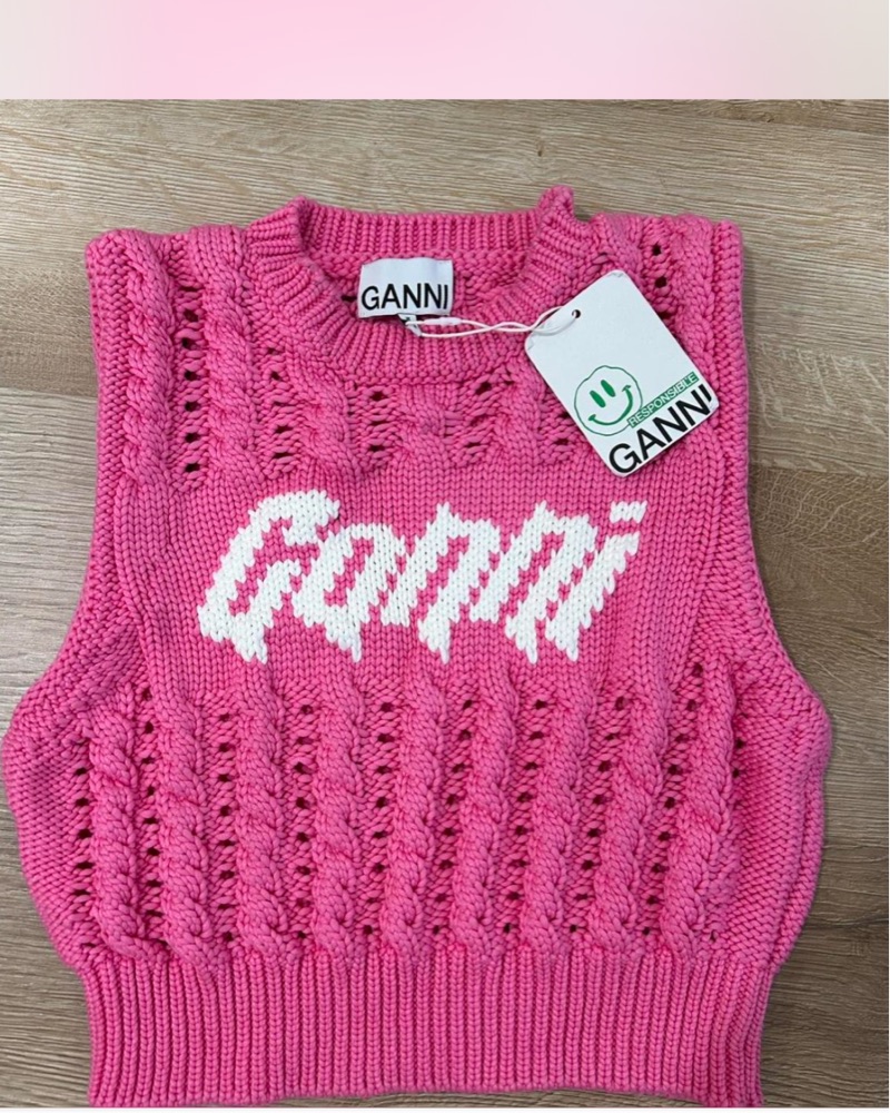 Pink Ganni Knit Vest Pickle
