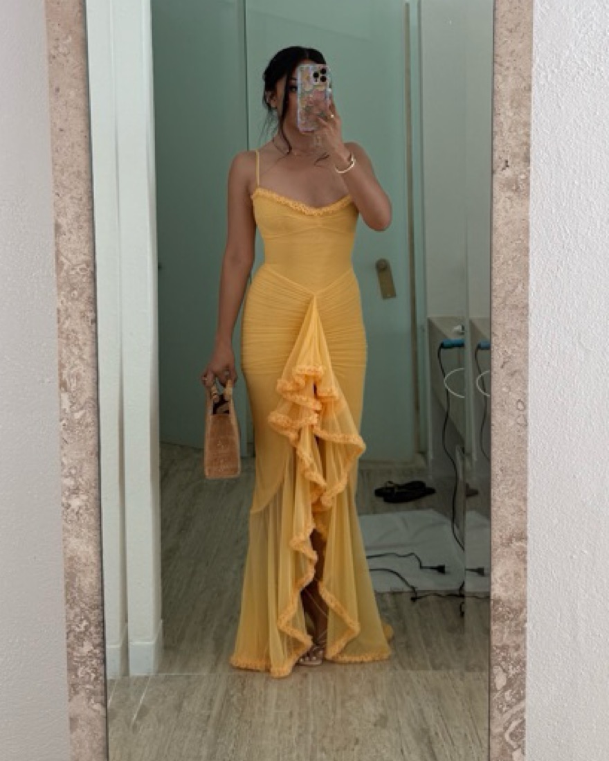 House Of CB Gabbi Ruffle Dress Pickle