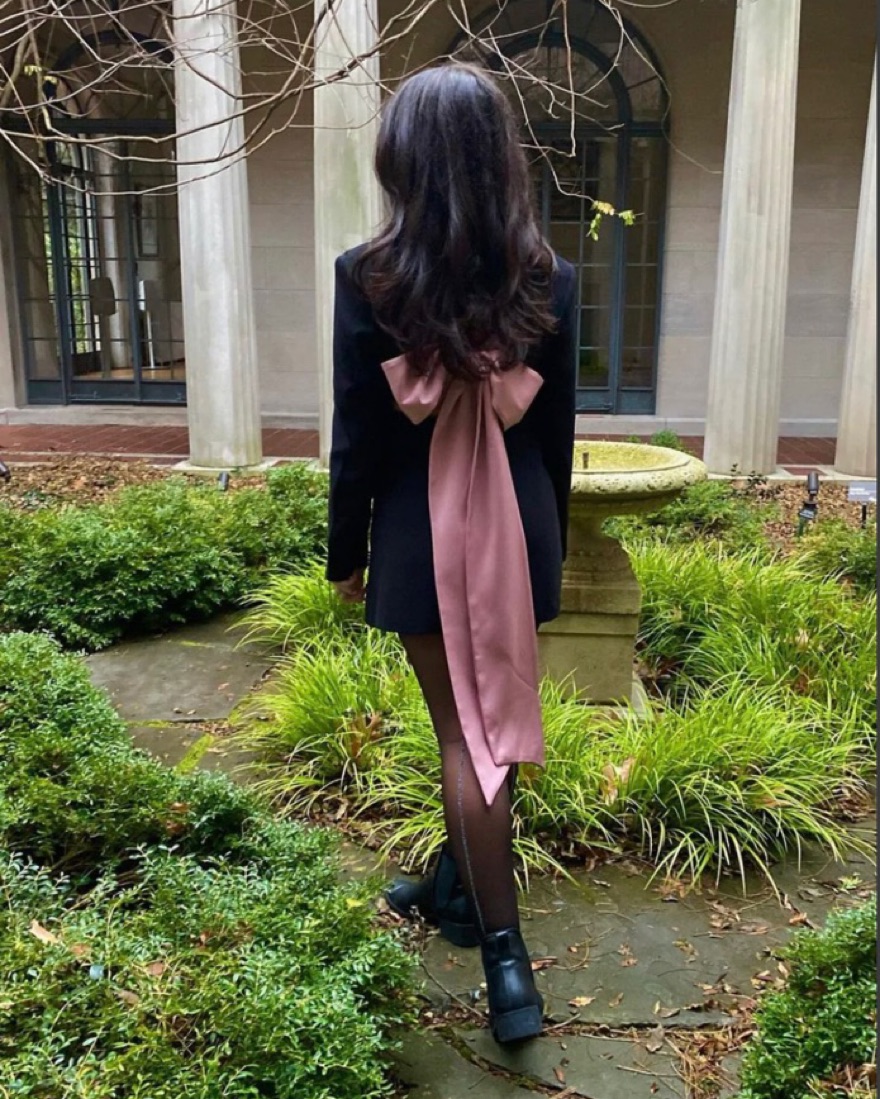 black dress pink tights Mini Wrap - add heels and our statement earrings for chic soirées and black tie affairs Pretty in pink