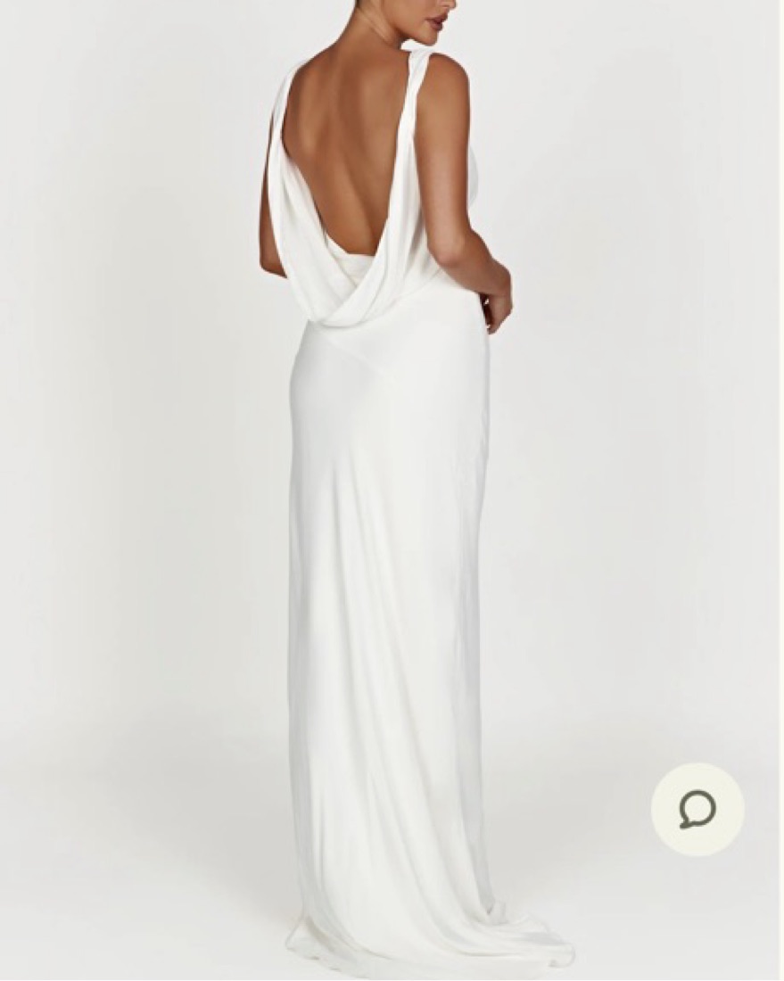 Amanza Maxi Dress With Cowl Back White Pickle
