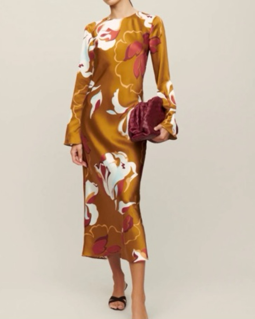 Reformation Silk Floral Open Back Dress Pickle