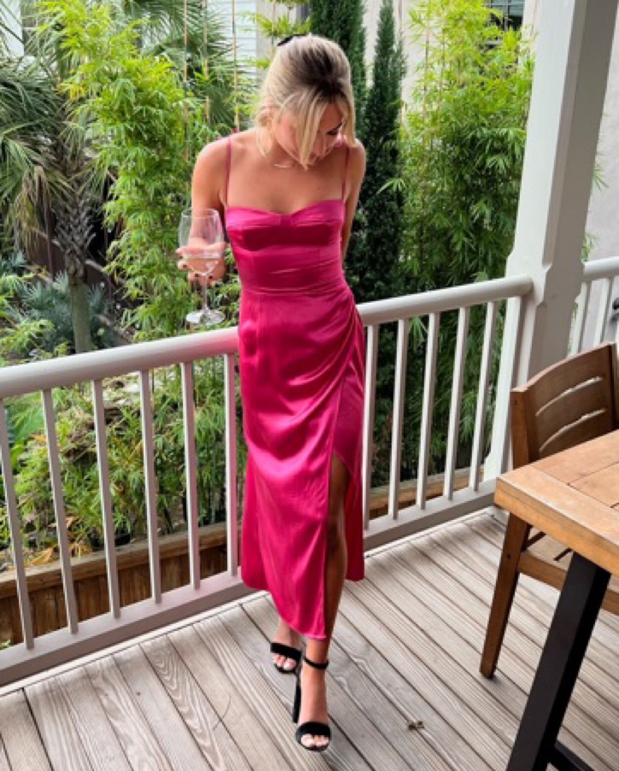 Pink Satin Midi Dress Pale Pink Satin Midi Dress With Pesto Rich