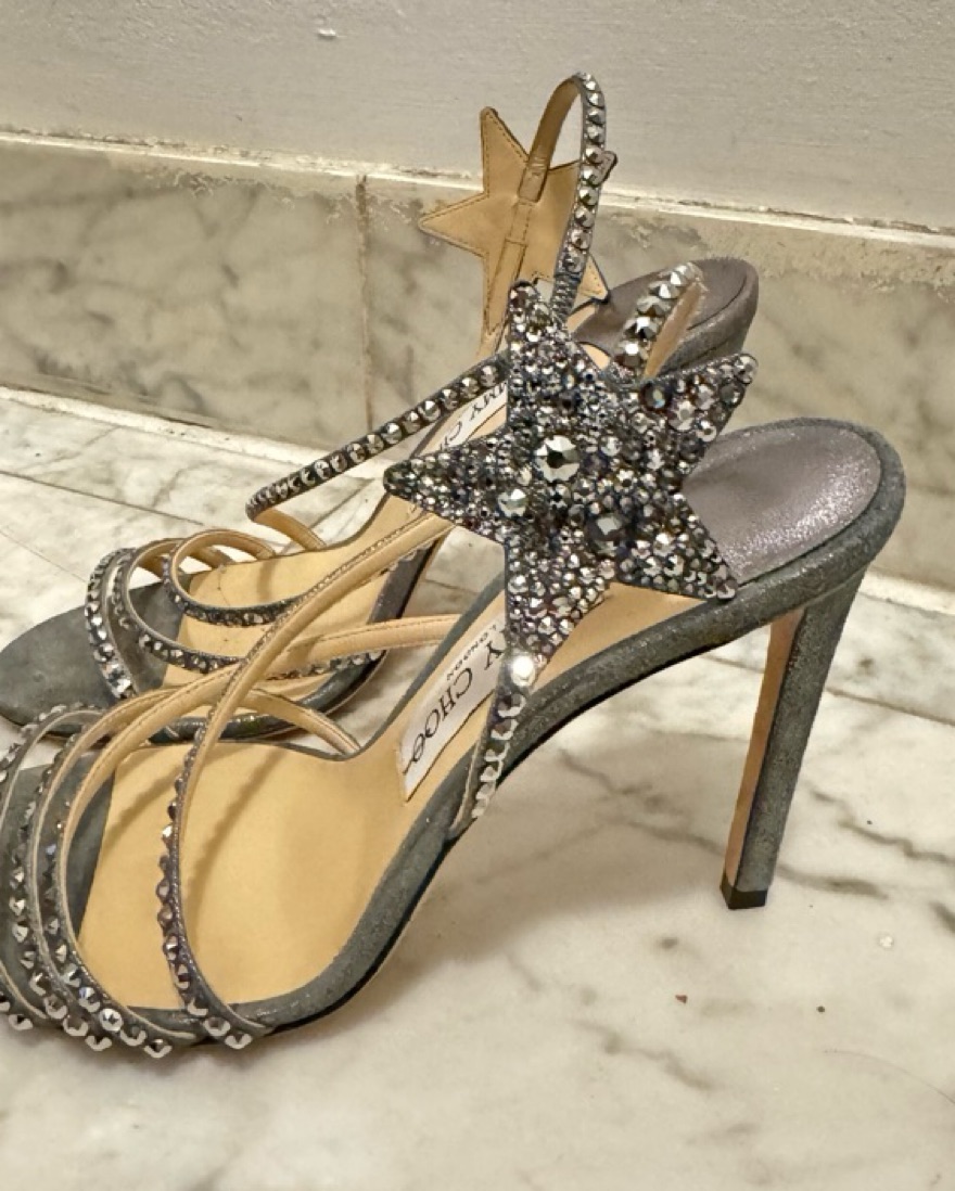 Jimmy Choo Silver Star Heels Pickle