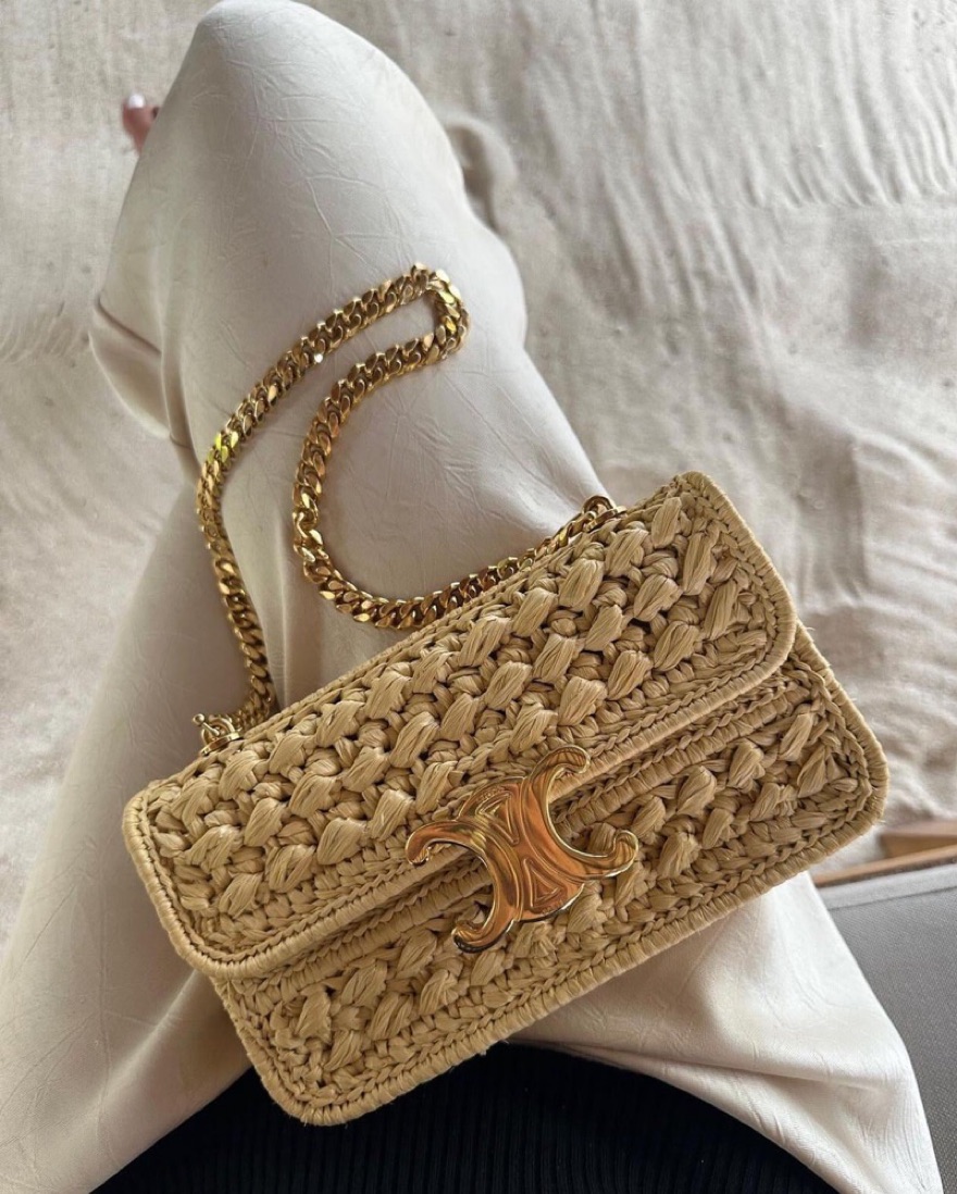 Celine Triomphe Raffia Bag Pickle