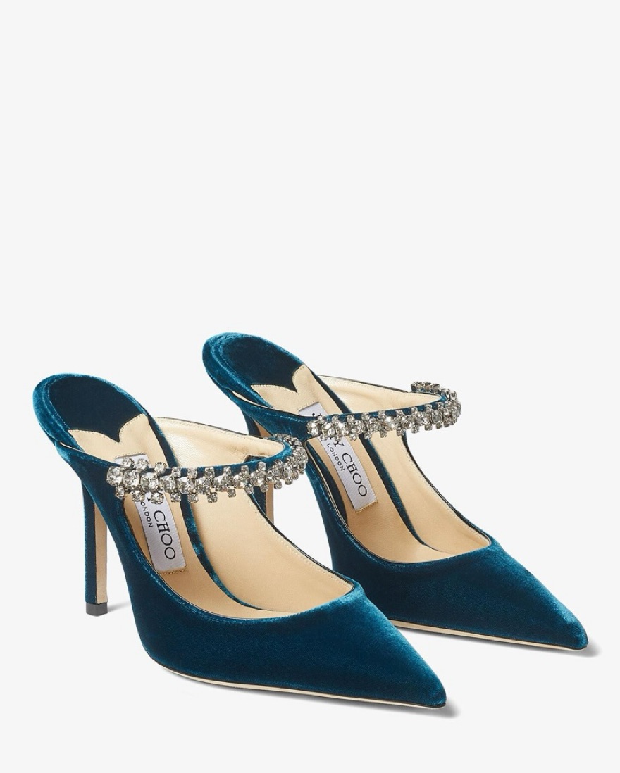 Jimmy Choo Bing 65 Velvet Blue Pickle