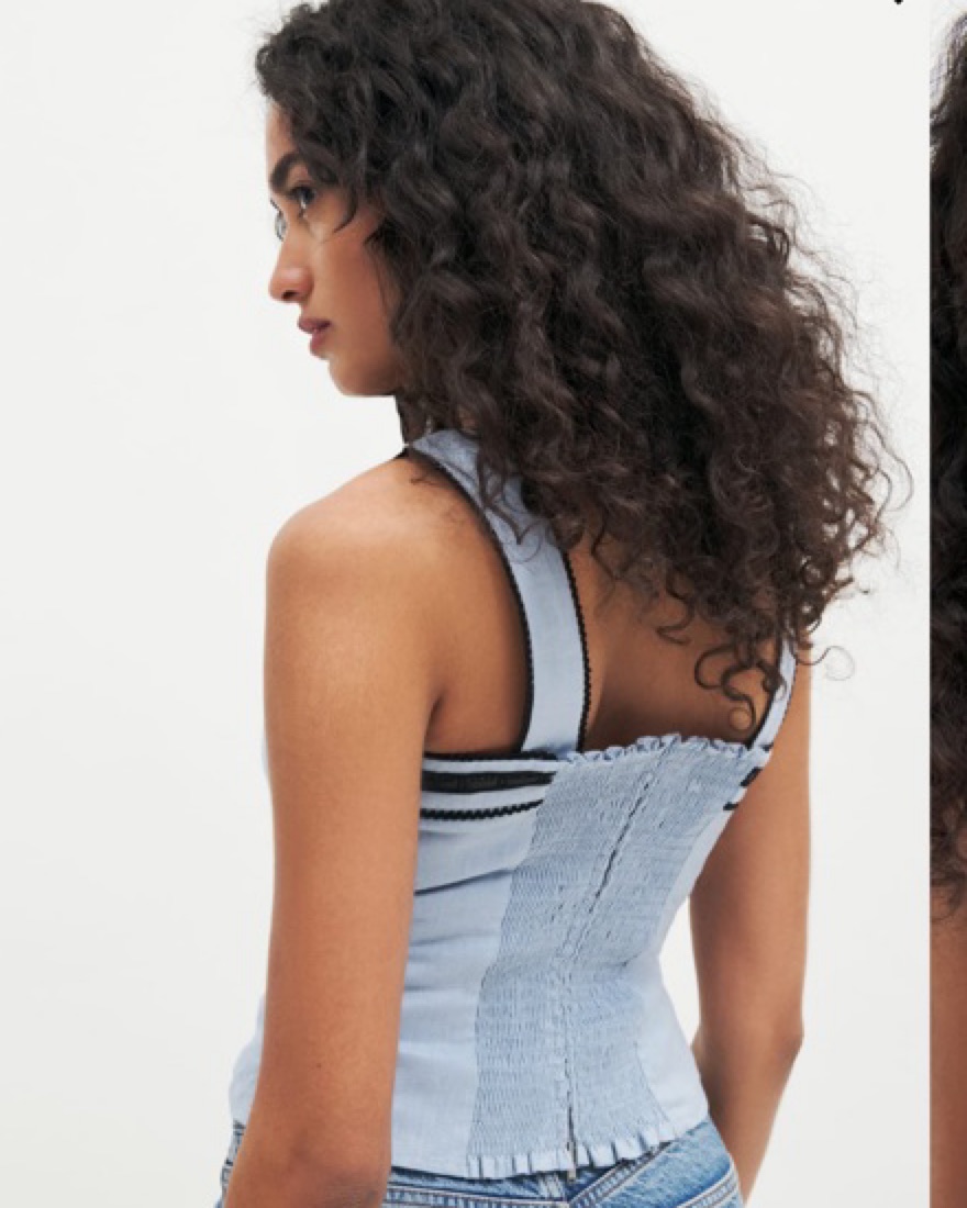 Reformation Eloise Linen Top Pickle