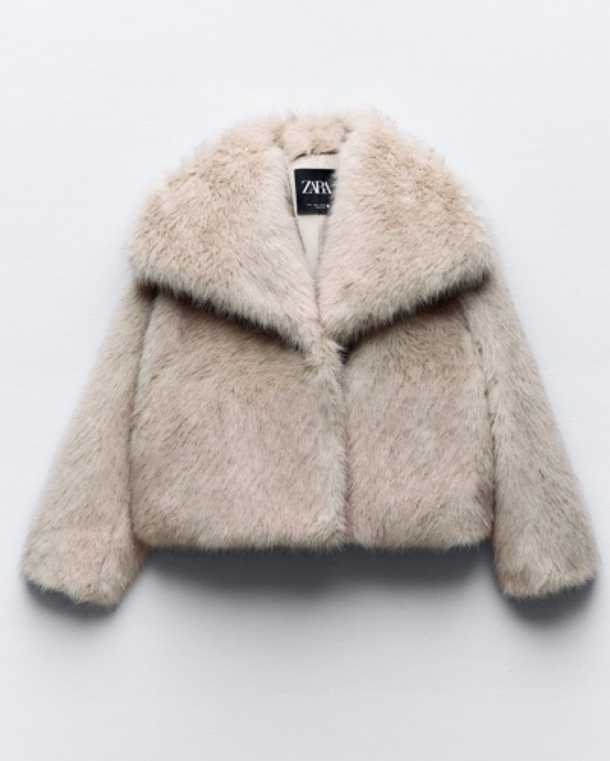 Faux Fur Zara Coat SHORT FAUX FUR COAT ZW COLLECTION Brown ZARA