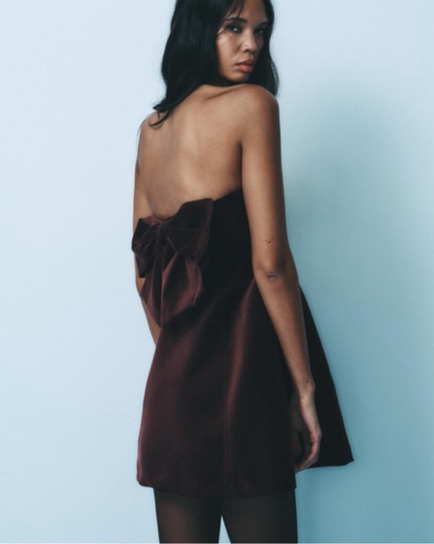 zara velvet bow dress Turquoise And Navy Sequin Zara Dress With Velvet Depop Elasticated waistband Bow Burgundy Tube Dress Zara