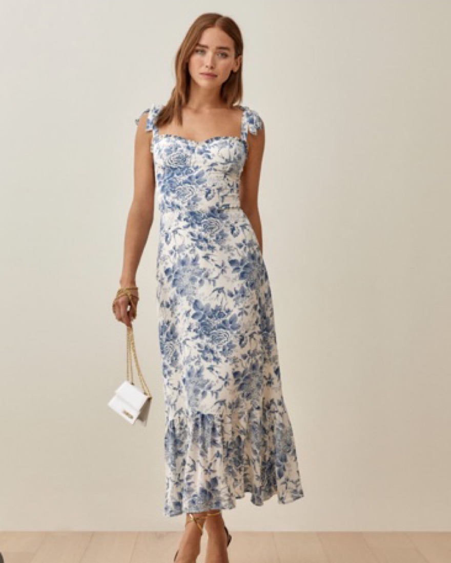 nikita midi dress reformation Reformation Nikita Dress Navy Floral Navy Floral Midi Dress Reformation  Nikita Dress Floral Reformation