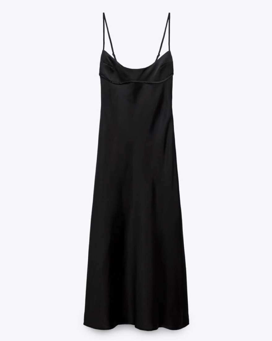 Satin Midi Dress Black Silk Dress Zara Zara Satin Effect Midi/maxi
