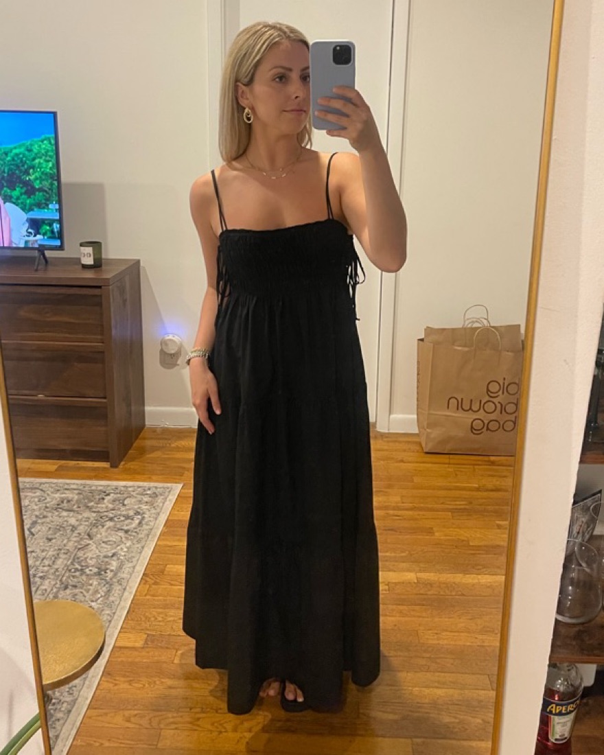 Zara Black Maxi Dress With Bows Pickle