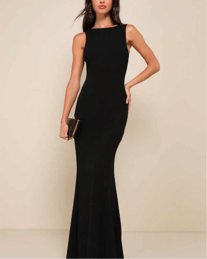 chiffon dress blue Dark Maxi with Fit and Flare Silhouette – Xiaolizi Size:5XL Black Formal Dresses – Size Option