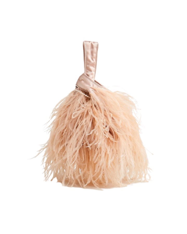 J Crew Baby Pink Feather Purse Pickle