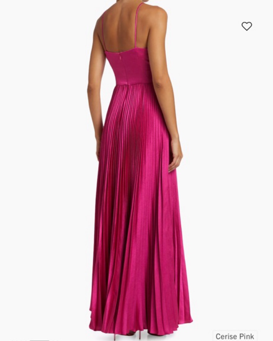 ml monique lhuillier evelyn pleated satin maxi dress ML Monique Lhuillier Dress 8 Prom Evelyn Satin Floral Pleated Gown Prom  Wedding