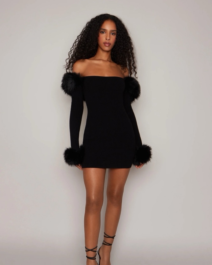 Danielle Guizio Fur Lined Mini Dress by Danielle Guizio - Pickle
