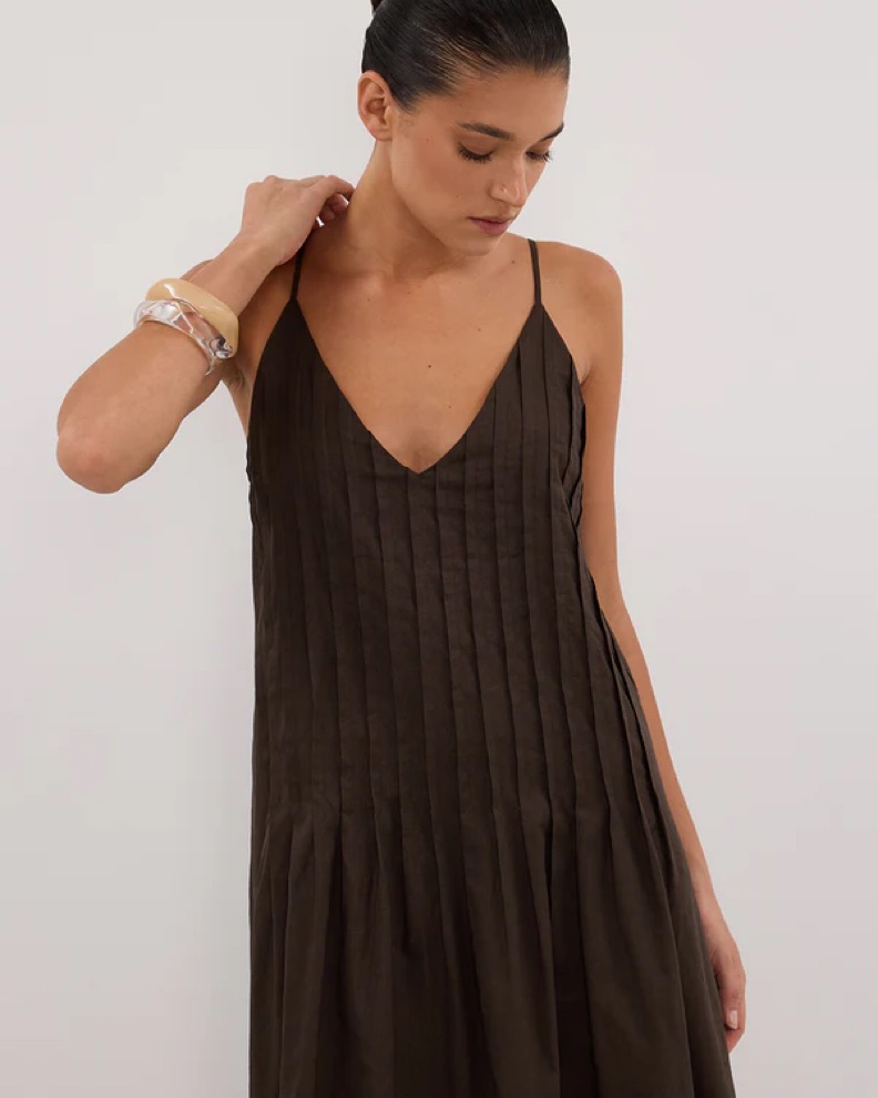 Dissh Tahlia Brown Linen Dress by Dissh - Pickle
