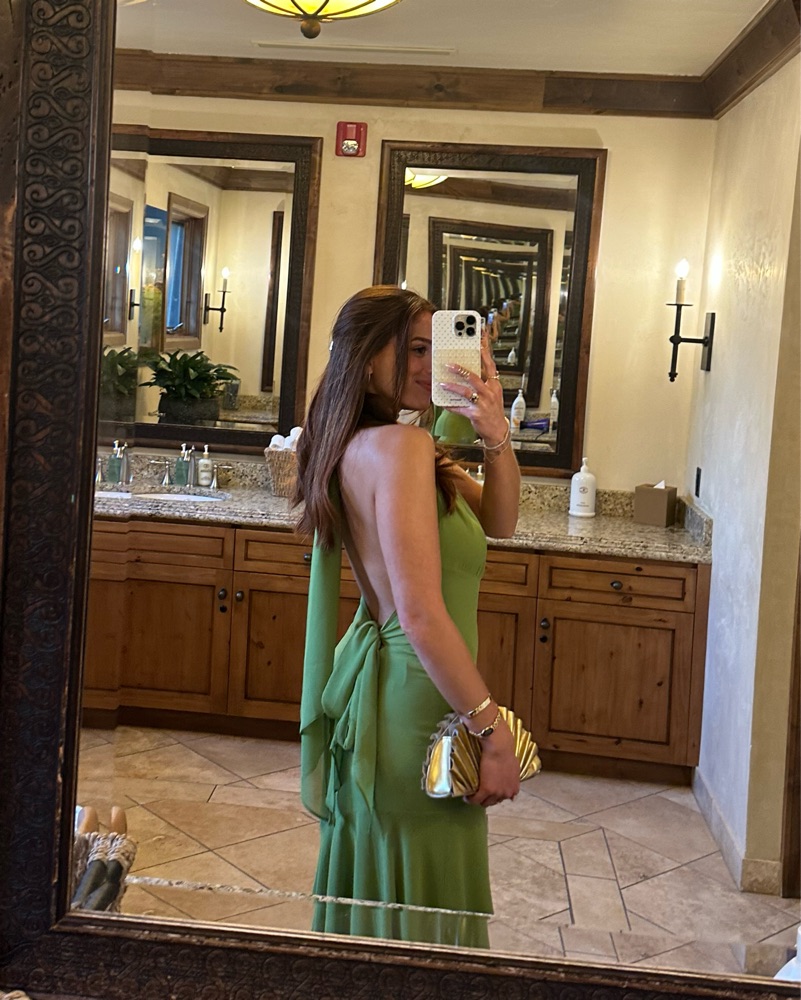 Green Open Back Reformation Mela Dress by Reformation - Pickle