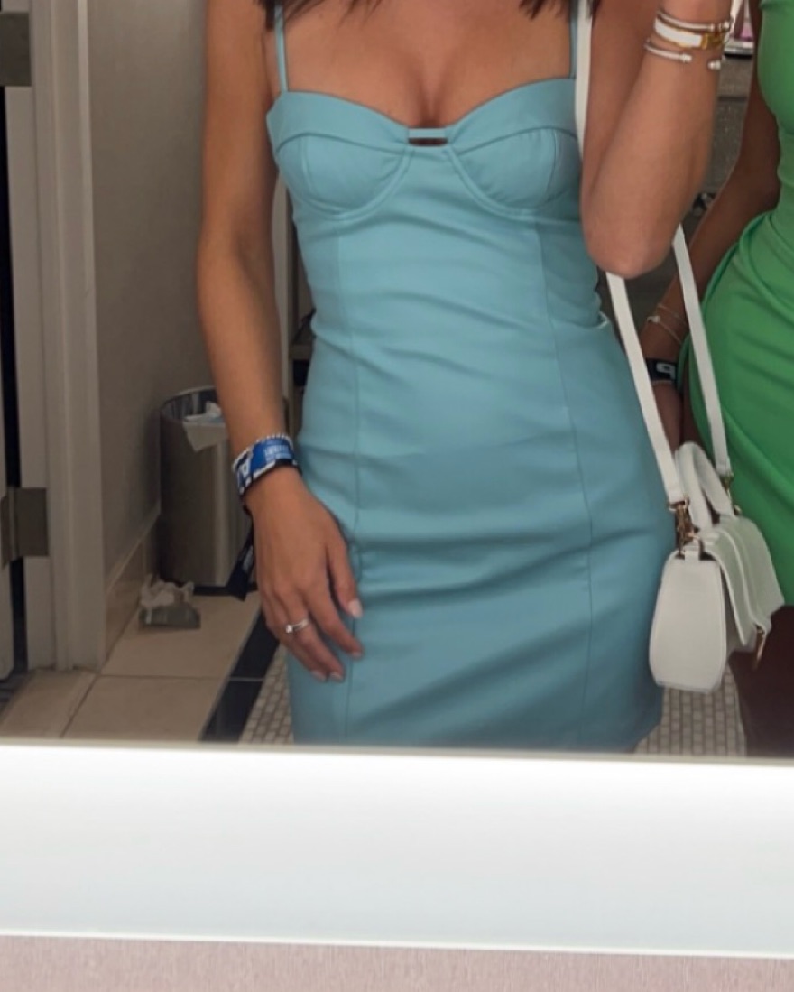 teal leather dress HDE Womens Latex Mini Dress Faux Leather Bodycon Sexy Club Dresses for Women