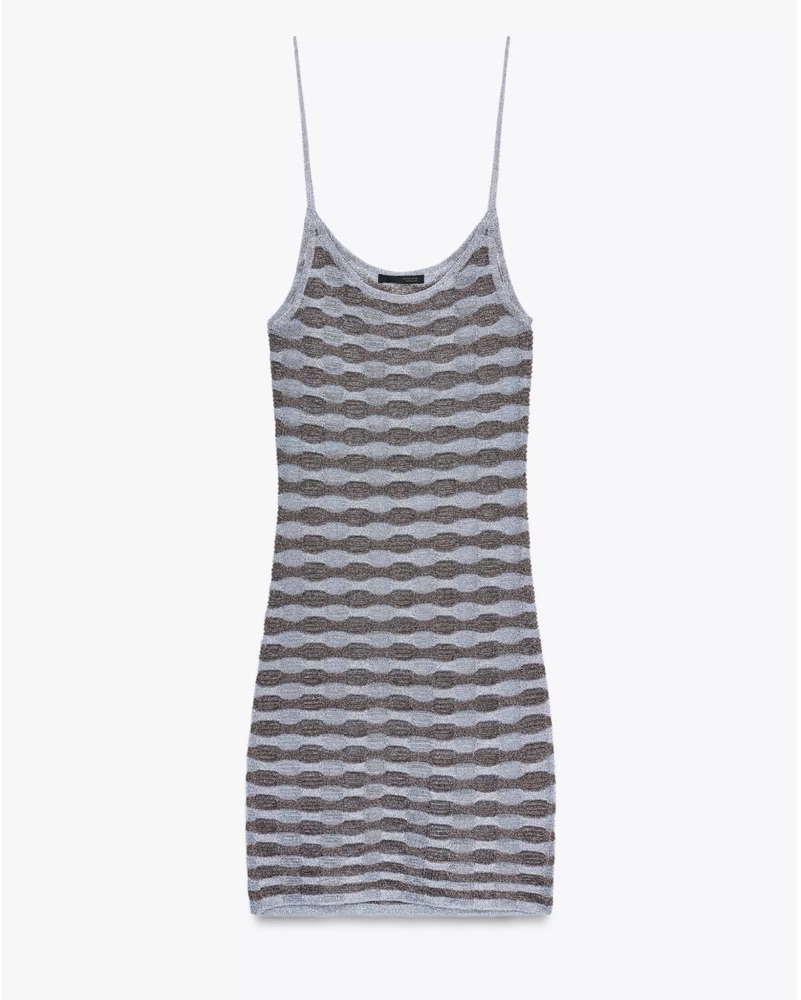 Zara Metallic Thread Stripe Dress by ZARA - Pickle