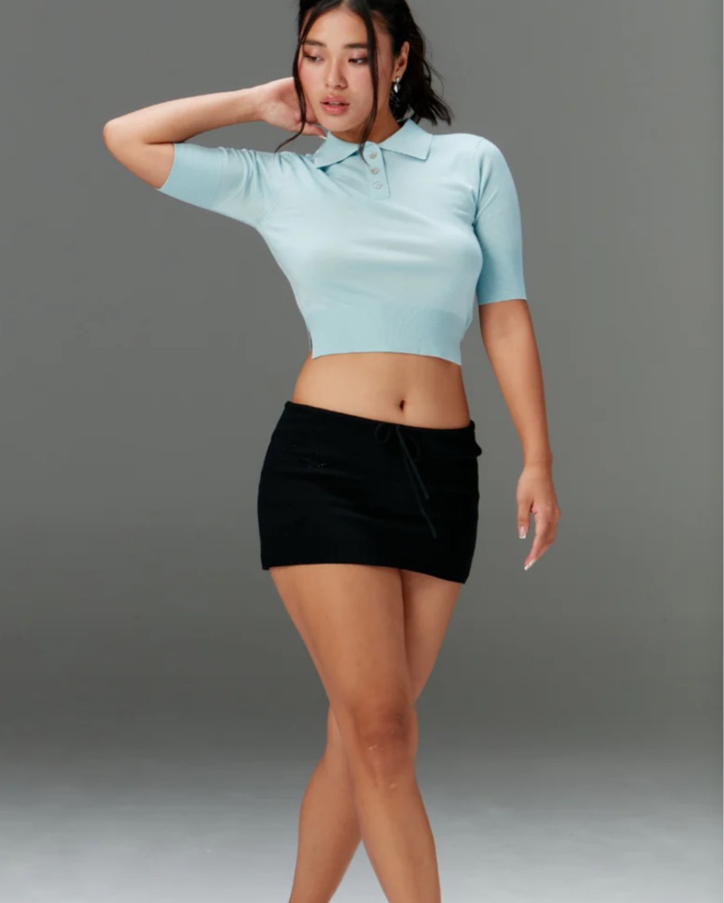 Black Knit Mini Skirt by IMNOTAMORNINGPERSON - Pickle