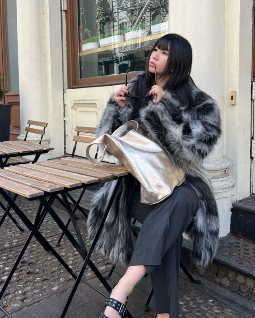 vintage grey/black faux fur Jacket by Vintage - Pickle