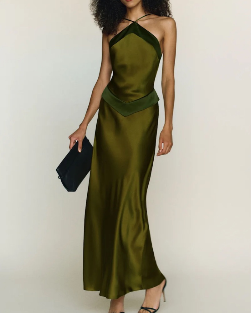 Reformation Jillian Silk Dress In Pear by Reformation - Pickle