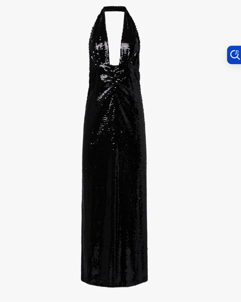 black sequin halter neck dress I.H.F RED ROUND NECKLINE DRAPED VELVET GOWN WITH Black LACE