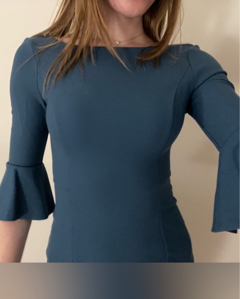 Navy Blue Bell Sleeve Midi Dress by White House Black Market - Pickle