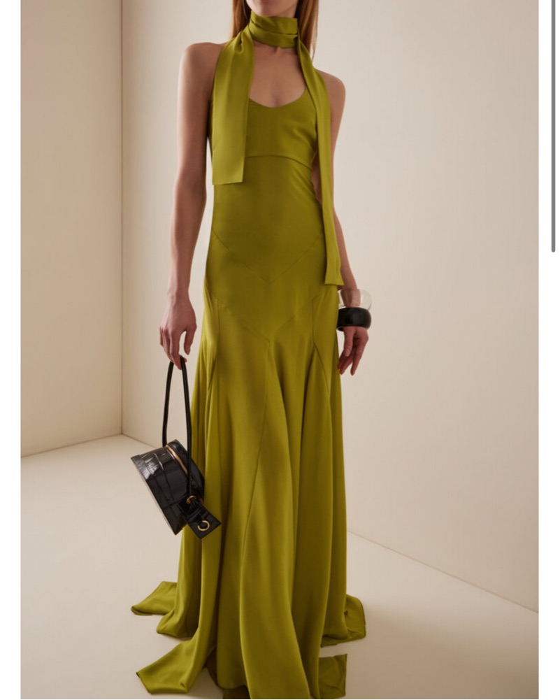 Siedres Raye Green Halter Maxi Dress by Siedres - Pickle