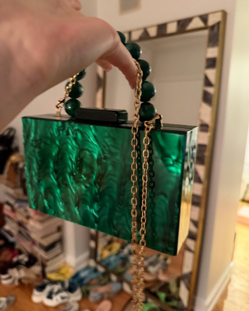 Green Marble Acrylic Clutch by Lulus - Pickle