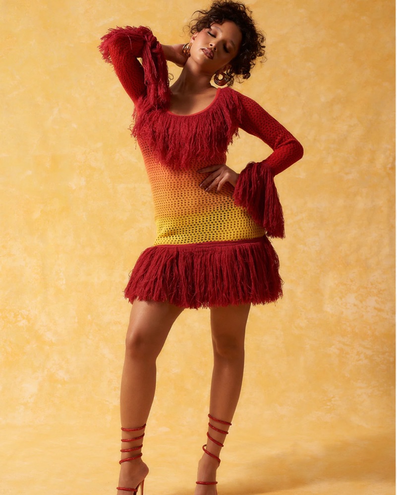 Kai Collective (ISIS FRINGED OMBRE KNIT) by Kai Collective - Pickle