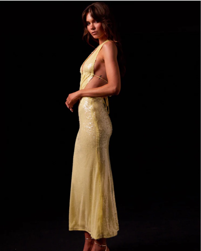 PepperMayo Yellow Sequin Maxi Dress by Peppermayo - Pickle