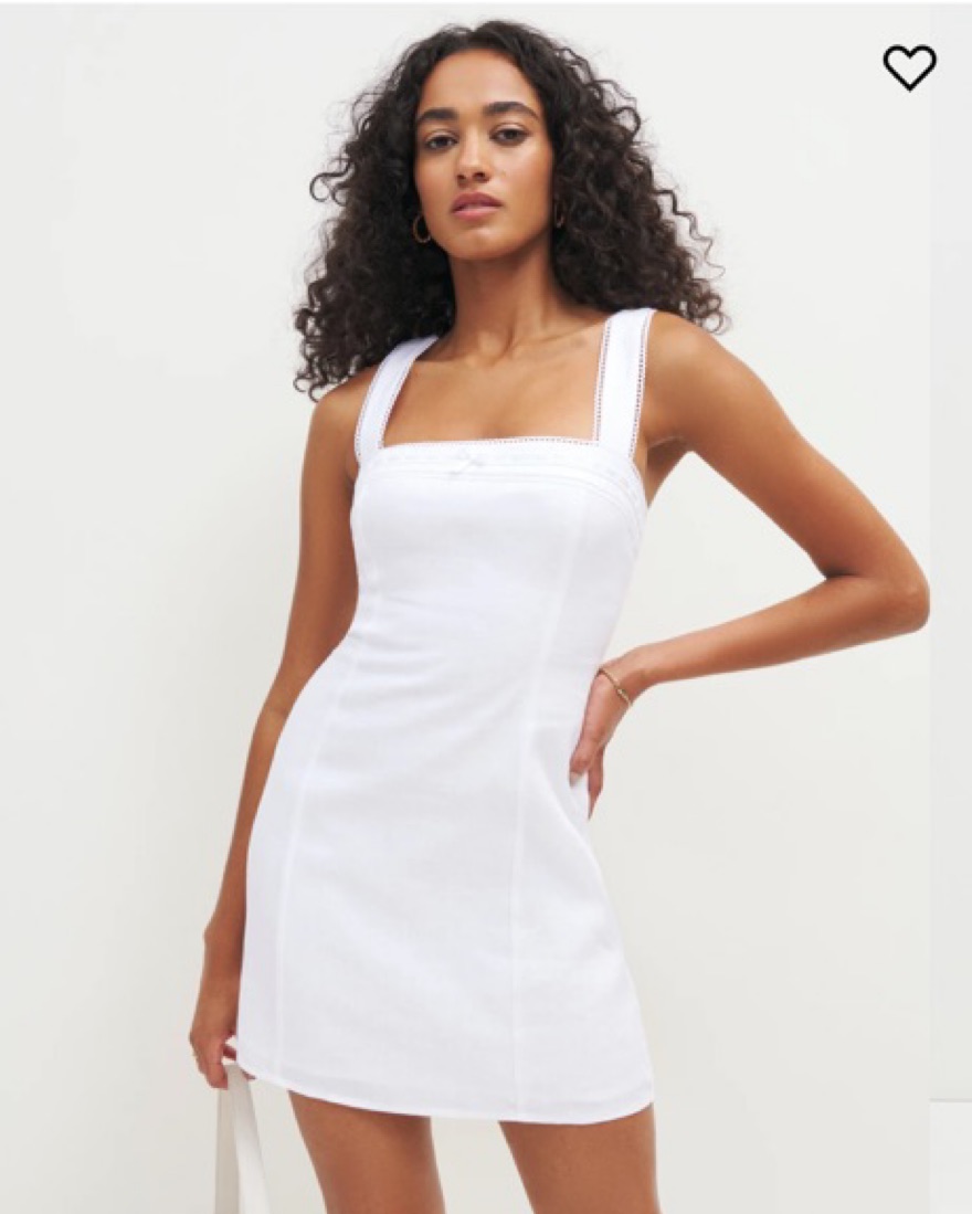 elana linen dress reformation Reformation Elana Linen Mini Dress in White