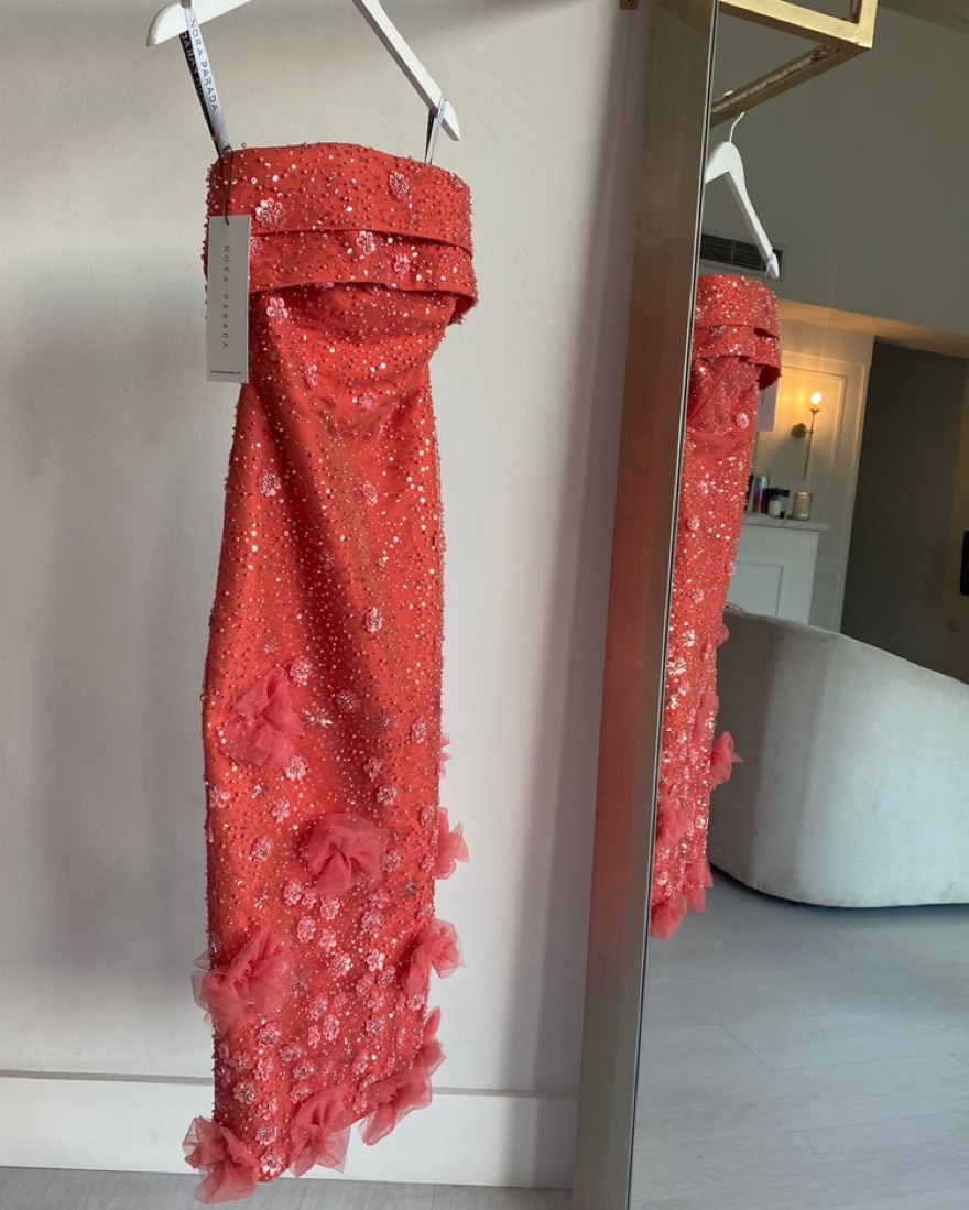 Nora Parada Sequin Floral Midi Dress by n/a - Pickle