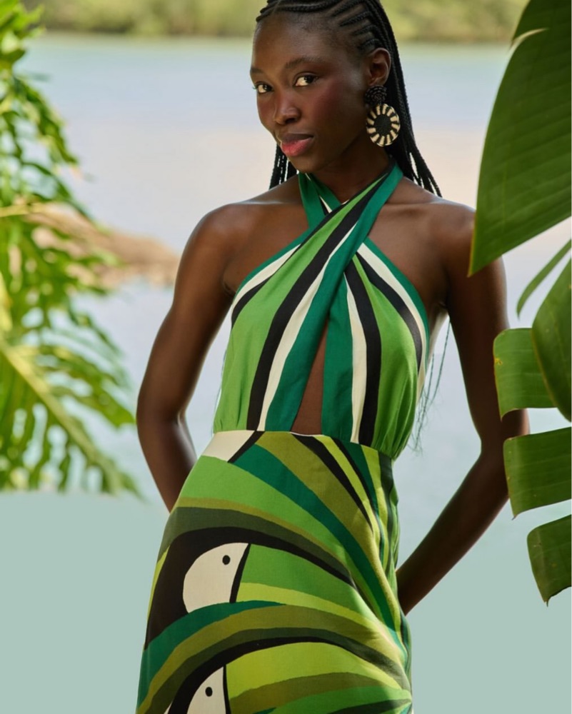tropical halter dress Timing Tropical Halter Maxi Dress Multi Color / Large