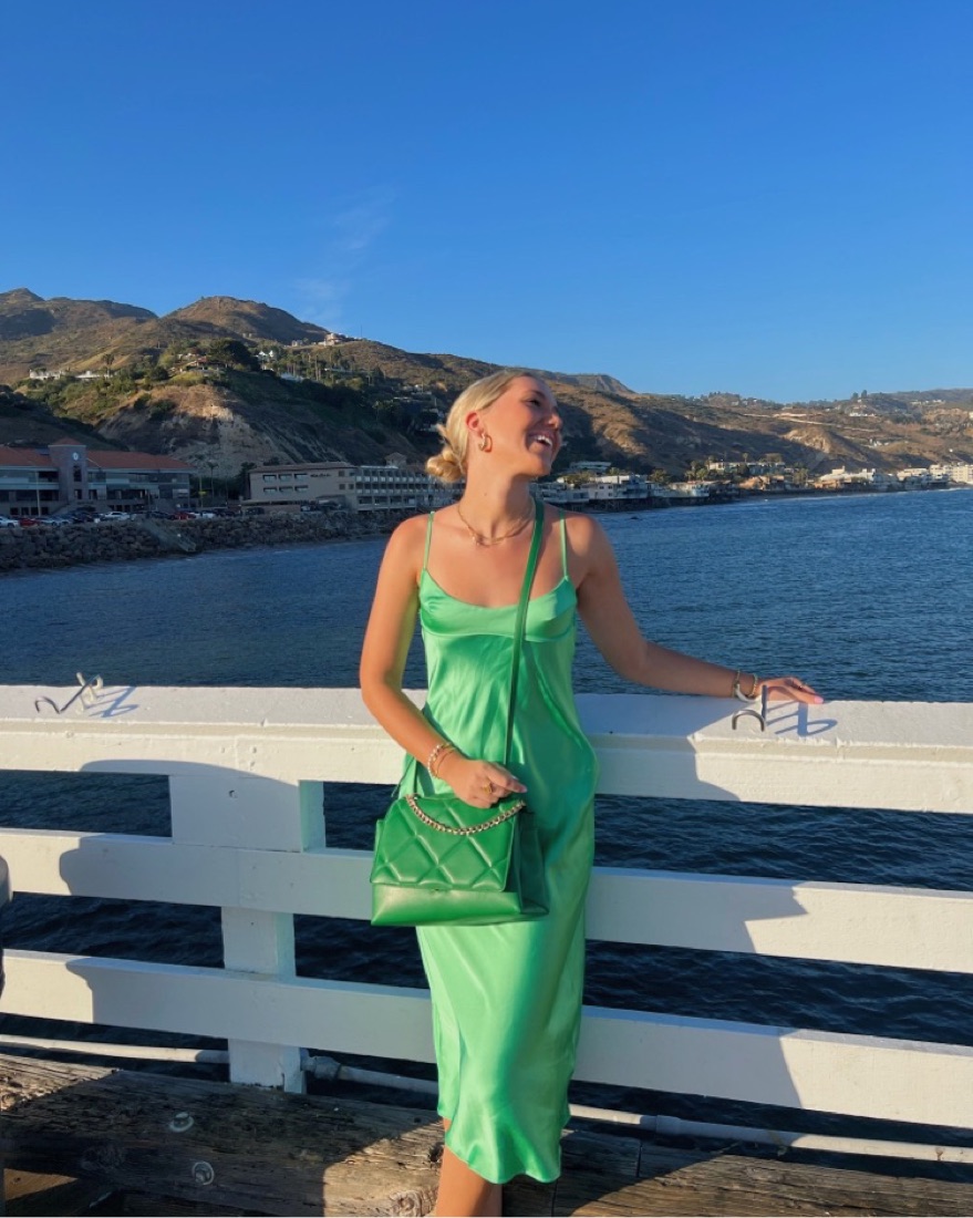 zara blue and green dress Hope & Ivy Landscape Print Midi Dress Green Blue Zara – MMJs Fashion main image 1