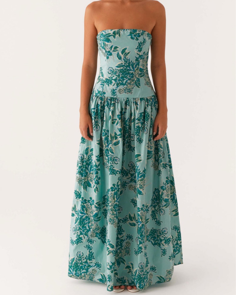 peppermayo blue floral dress Rush | Aster Bloom Maxi Dress With a sophisticated square neckline Carmel Maxi Dress - Orange