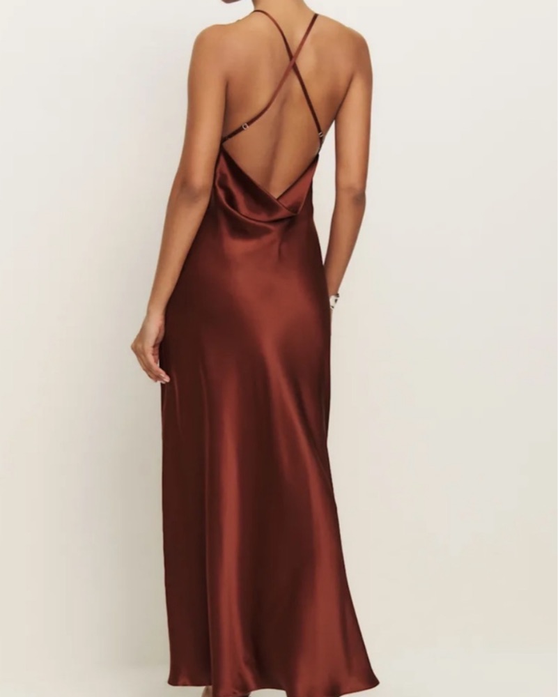 rayana silk dress Reformation - Rayana Silk Dress Fig Jam by Reformation