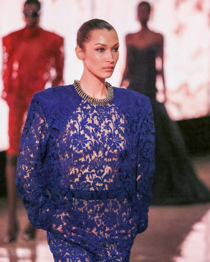 ysl lace dress YSL FW25 Runway | Blue Lace Dress by YSL
