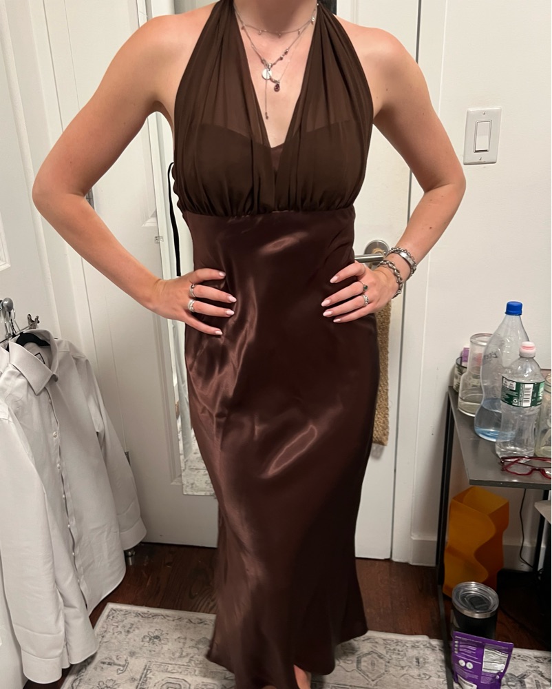 Vintage silk brown wedding guest dress by Vintage - Pickle