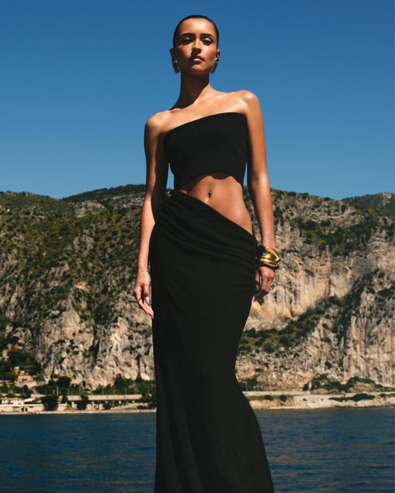 Jasiel Strapless Knit Maxi Dress by Meshki - Pickle