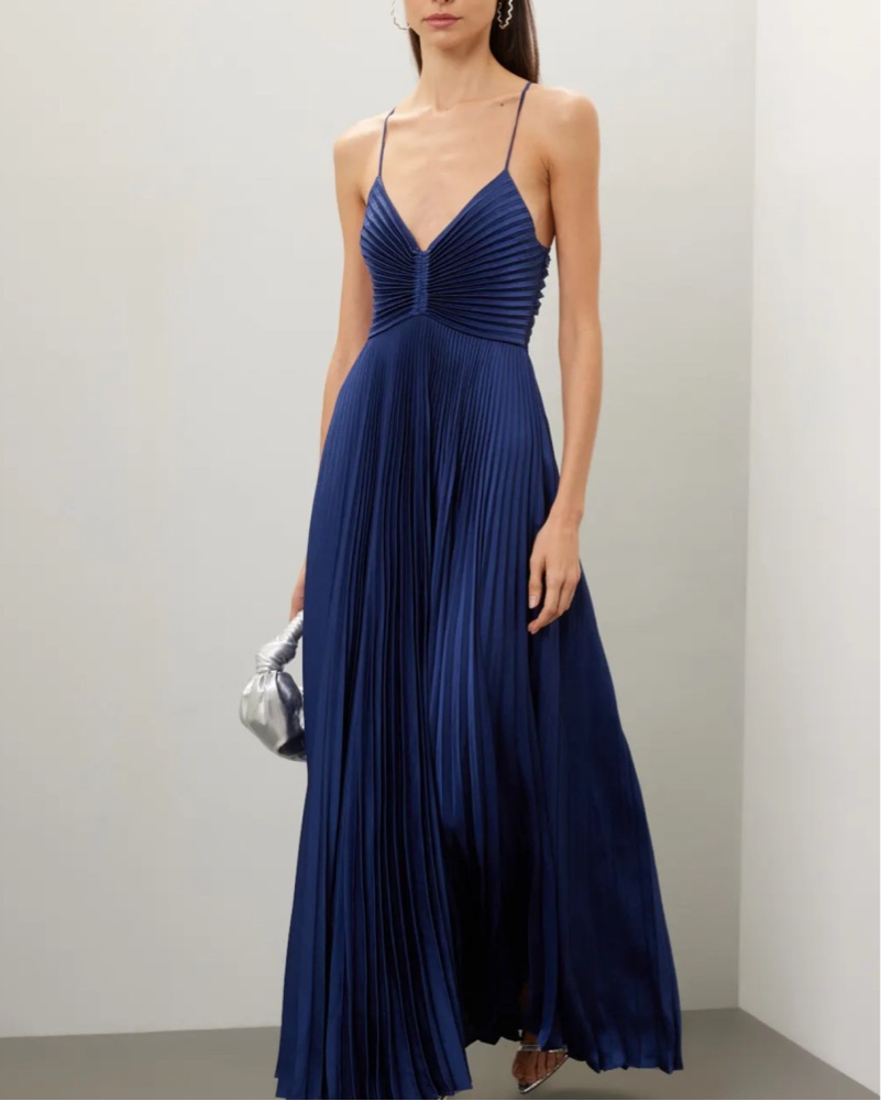 alc lana pleated maxi dress A.L.C. Lana Maxi Dress | Black