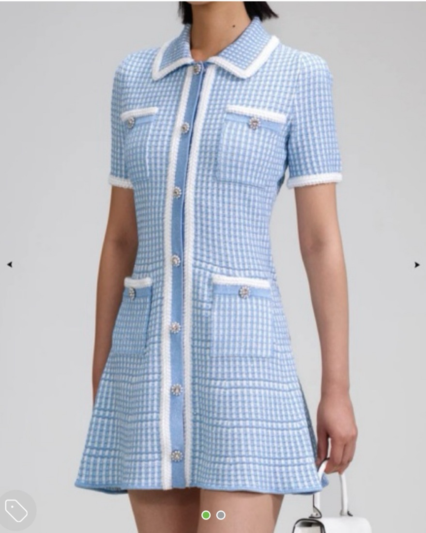 ワンピース SELF-PORTRAIT Woman Dress Blue RS25124XBL BLUE Blue Viscose Rib Knit - Mini Dress – self-portrait-EU