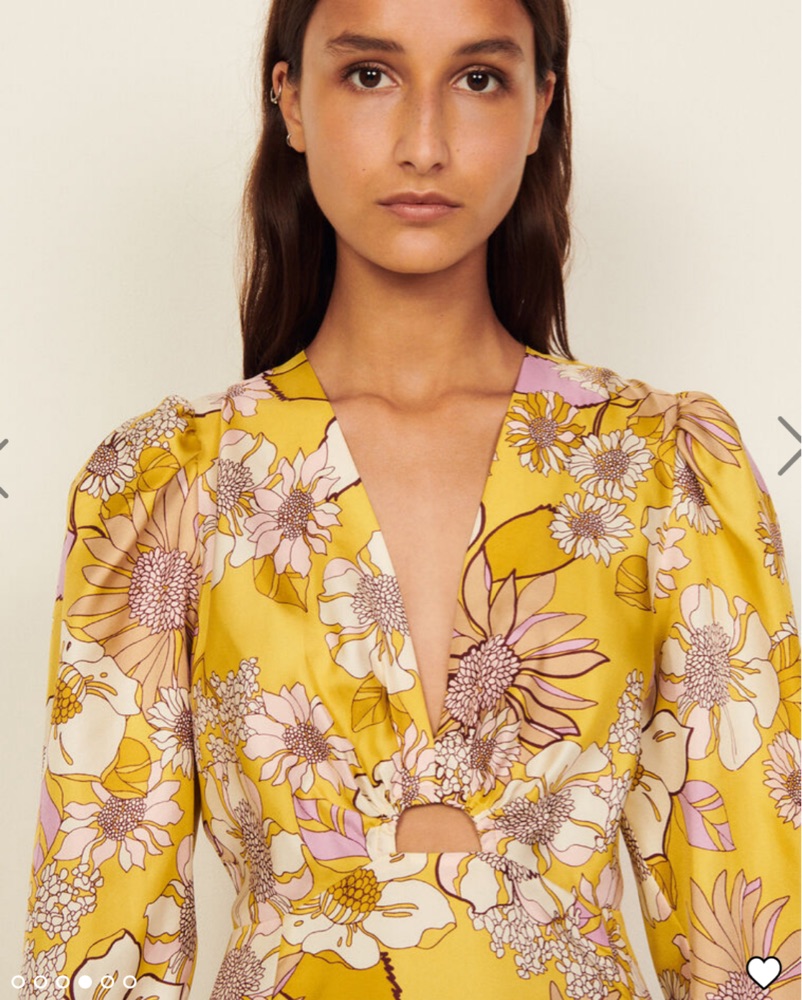 sandro collar shirt dress contrasting floral midi dress for women Sandro Print Midi Shirt Dress In Floral - 40% Off