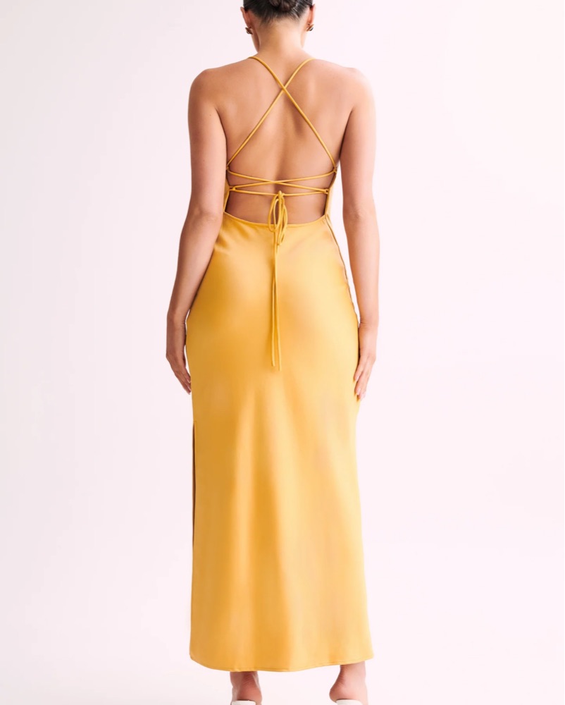 Meshki Yellow Satin Slip Dress by Meshki - Pickle