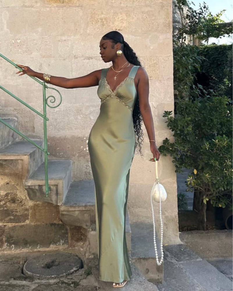 Reformation chania Dress Green Silk Gown by Reformation - Pickle