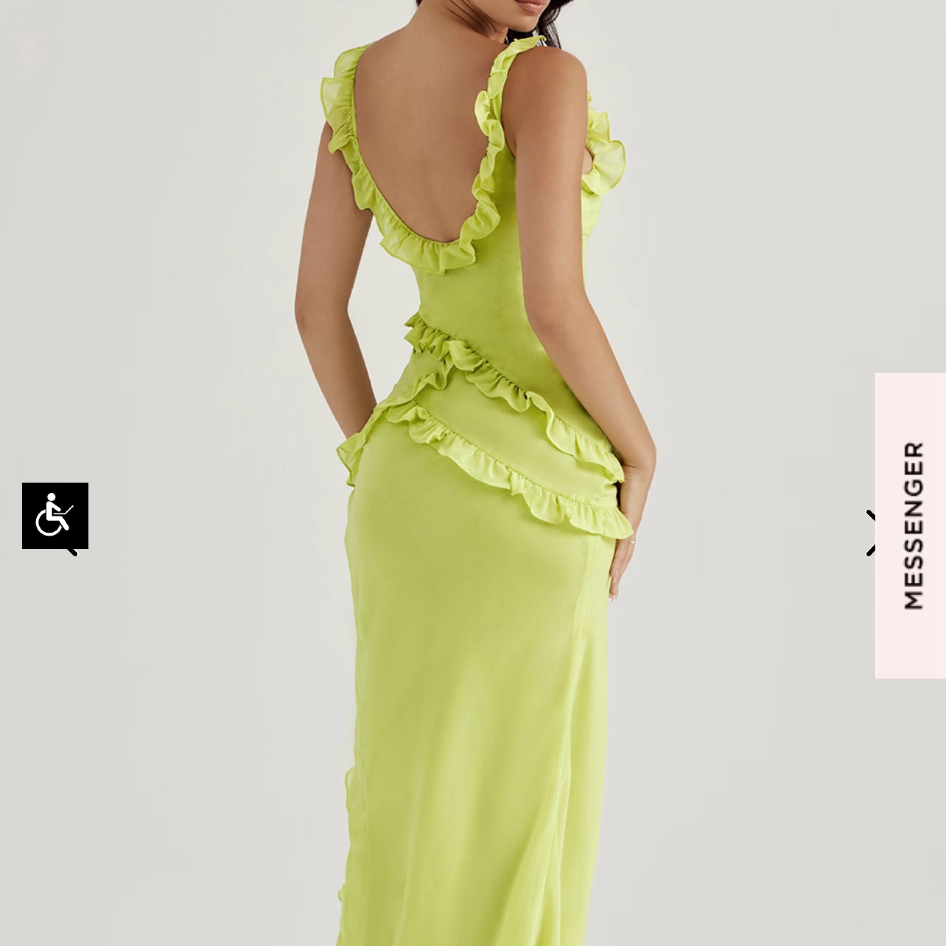 house of cb green ruffle dress Clothing : Maxi Dresses : 'Pixie' Lime Ruffle Maxi Dress
