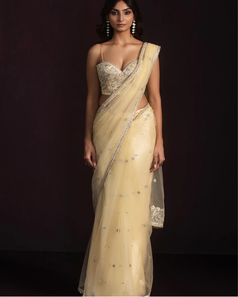 sari evening dress Shimmering Sari Drape Gown I Dash & Dot M main image 0