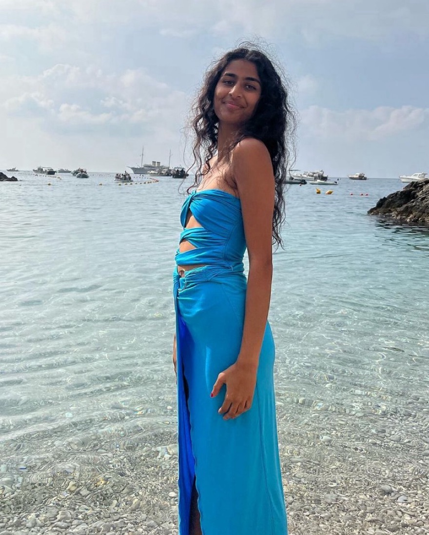 blue dress two piece Dusty Blue Chiffon A Line V Neck Bridesmaid Dress PB170