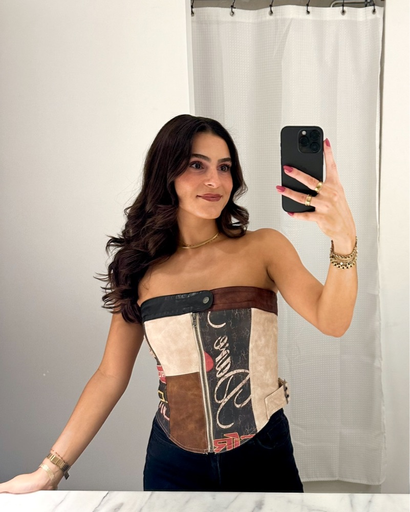 Jaded London Faux Leather Corset Top by Jaded London - Pickle